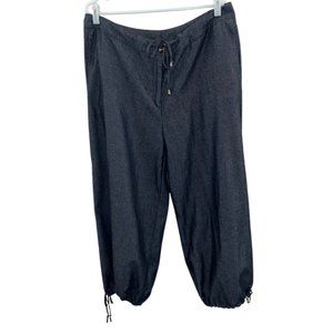 VONDA Dark Heather Grey Drawstring Ankle and Waist Plus Size Pants - 4X